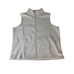 Mountain Lake Vest White Sleeveless Full Zip High Neck Pockets Fleece Womens Top